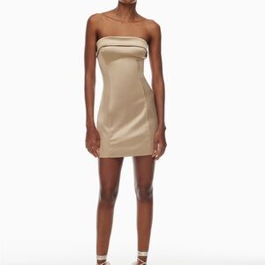 Aritzia shimmer satin tube dress